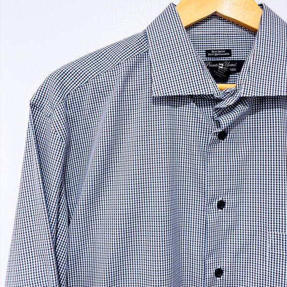 PRONTO UOMO | Blue & red micro-check shirt | Classic cotton shirt | Men's XL * - Picture 2 of 8